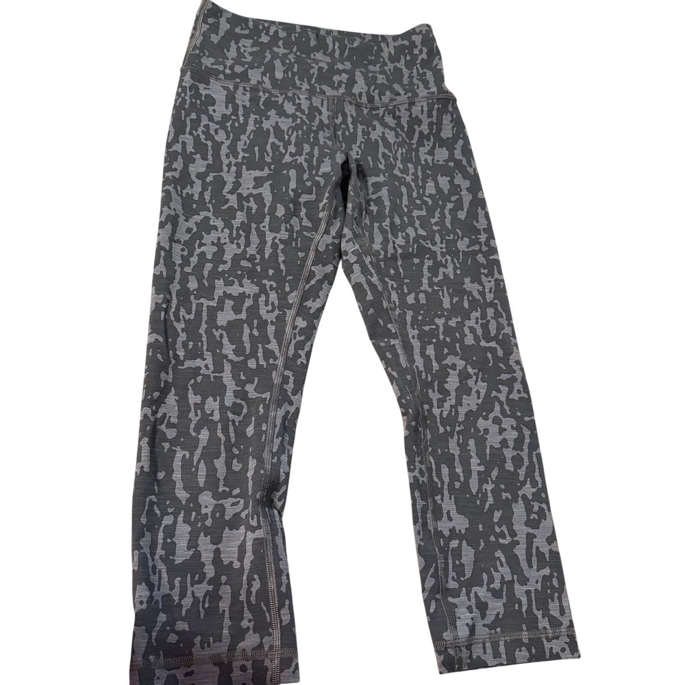 Lululemon Wunder Train High-Rise Crop 21' sz 6 black asphalt gray everlux yoga